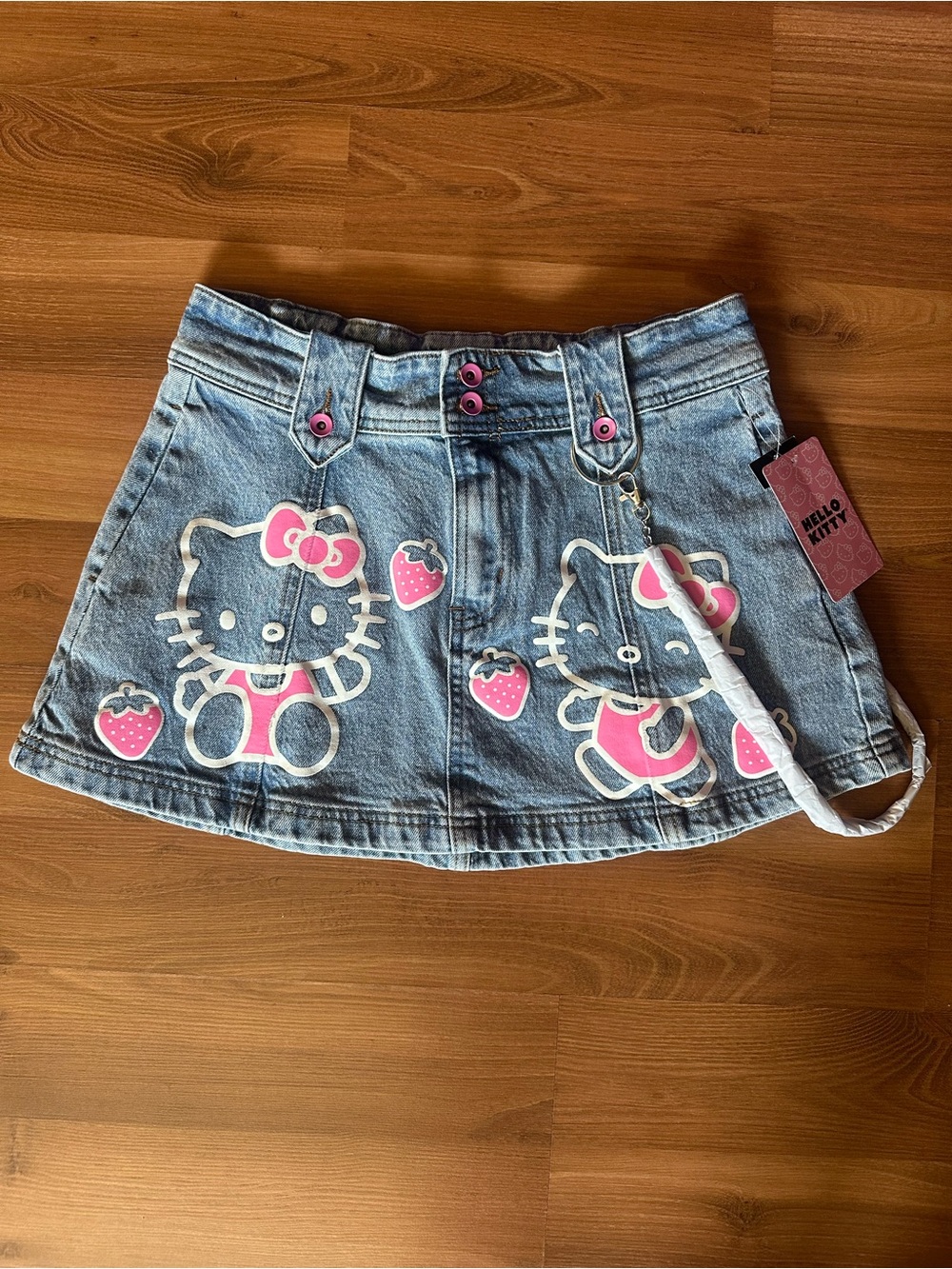 Hello Kitty Blue Denim Skirt with Pink Details